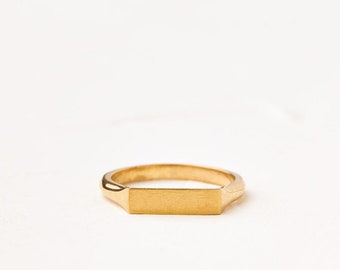 Solid gold rectangle signet ring Chestnut Ring