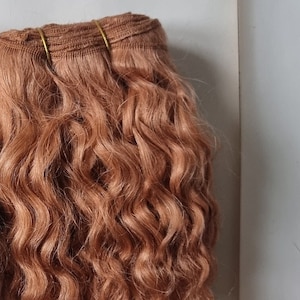 Copper Wavy Mohair Weft 1.2m Hair Extension | Natural Doll Hair Weft | Hair Weaving Supplies for Dolls, Crafts and Wigs | Blythe, Waldorf