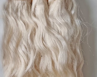 Blonde Wavy Mohair Weft | Doll Hair for Reborn, Waldorf, Blythe | Natural Rerooting Supplies - 1.2m to 4.5m Doll Hair | Doll Mohair Weft