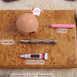Complete Rerooting Kit for Blythe, Pullip, Doll Rehairing - OOAK Custom Blythe Doll Scalp Hair Needle Pricker & Natural hair weft
