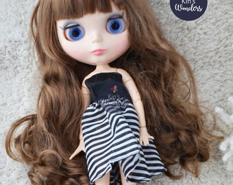 Bouffant Dress for Pure Neemo Blythe, DAL, Pullip - 30cm Dolls - Black Outfit, Doll Dress-up Clothes - Blythe Fashion, Neo Blythe Dress
