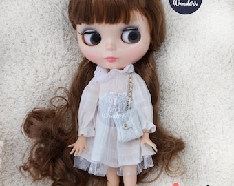 Dress for Blythe, Pullip - 30cm Dolls - Cute White Outfit, nice Doll Clothes - Blythe Fashion - Dress ONLY