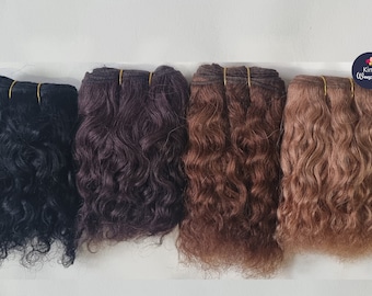 Brown Wavy Mohair Wefts | Doll Hair for Reborn, Waldorf, Blythe | Natural Rerooting Supplies | Crochet, Fabric, Handmade Doll Hair UK