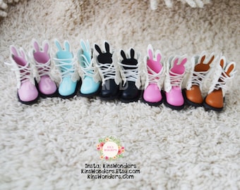 Blythe DAL Azone Jerryberry, Doll Shoes, bunny Style Rabbit Ear Shoes 1/6 Dolls, Pullip, BJD, Momoko Accessories Boots lace Tie up 3cm