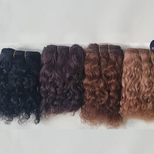 Braune gewellte Mohair-Schussfäden | Puppenhaar für Reborn, Waldorf, Blythe | Natürliches Rerooting-Zubehör | Häkeln, Stoff, handgemachte Puppenhaare UK