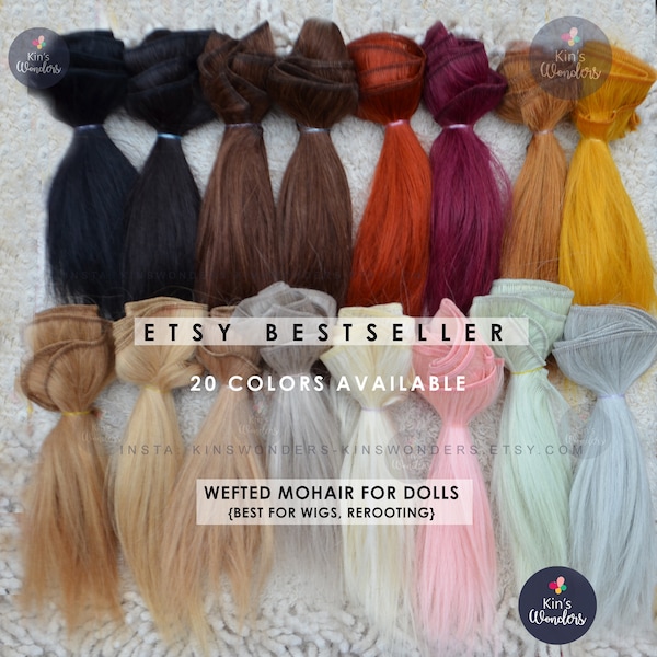 Straight Mohair Weft 1.2m | Natural Doll Hair Weft| Blythe Doll Hair | Crochet Doll Supplies | Waldorf Doll Hair Supplies UK