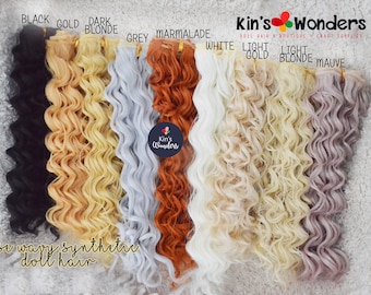 Synthetisches, gewelltes Puppenhaar, lockeres, gewelltes Puppenhaar für BJDs mit weicher Kopfhaut, geeignet für kleine OOAK-Waldorf-Blythe-Puppen, zum Umsetzen von Perücken.
