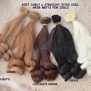 Synthetic Straight & Curly Doll hair weft for BJDs, Blythe doll hair, OOAK Soft Scalp rerooting replugging 20cm buy 2 Get 1 free image 3