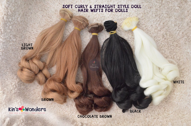 Synthetic Straight & Curly Doll hair weft for BJDs, Blythe doll hair, OOAK Soft Scalp rerooting replugging 20cm buy 2 Get 1 free image 3