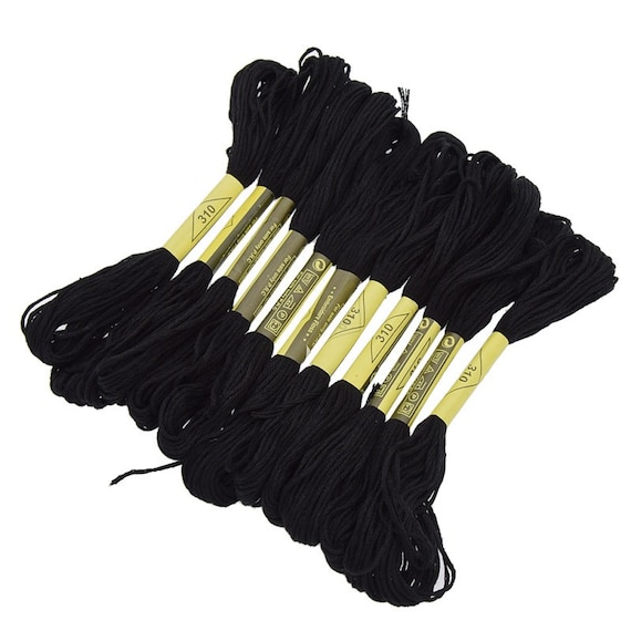 Black &White Hand Embroidery Cross Stitch Threads Floss/skeins 24 of Each  color