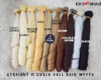 Cabello sintético liso y rizado para muñecas BJD Blythe OOAK, cuero cabelludo 25x100, para reenraizamiento de muñecas de pequeña escala.