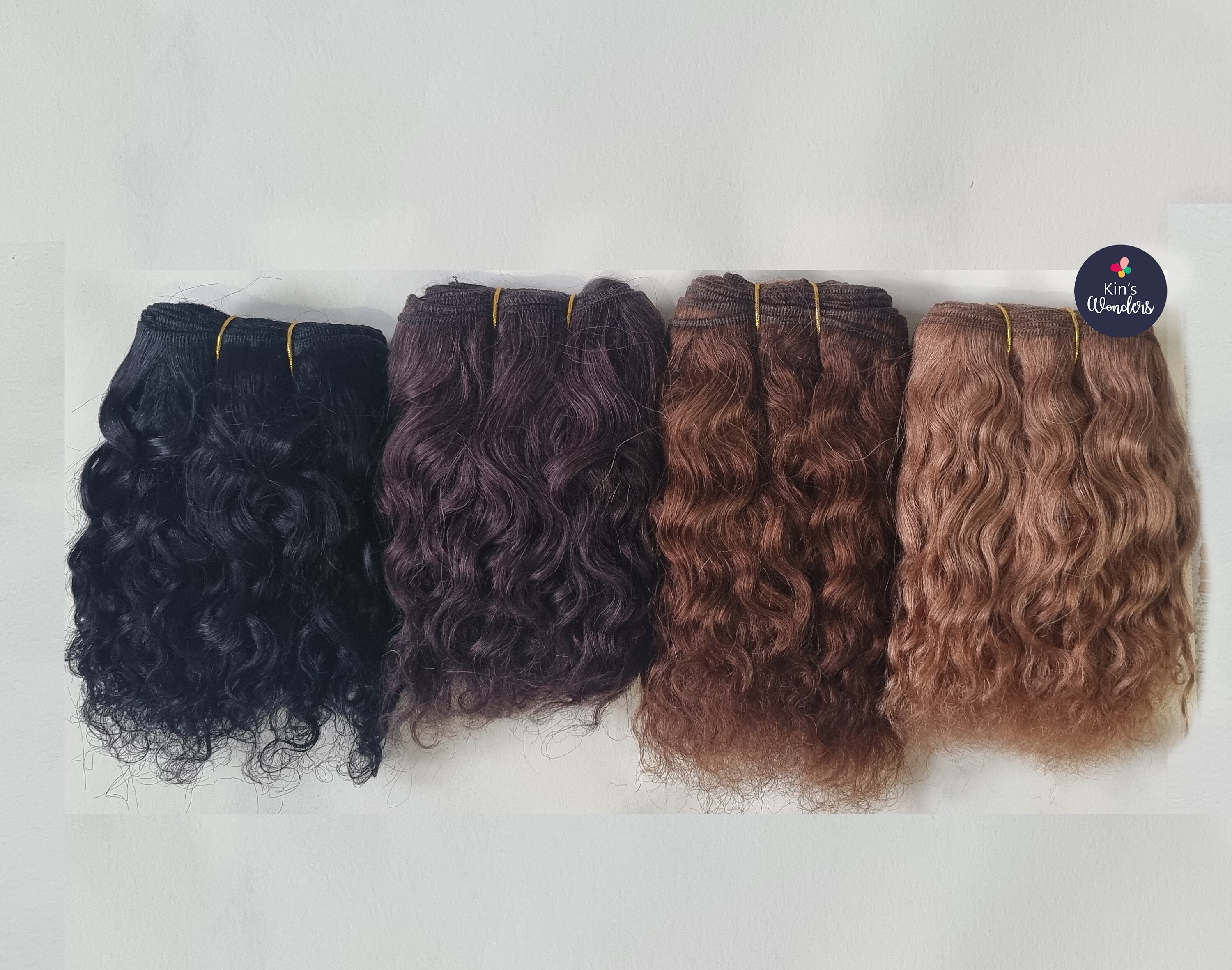 Brown Wavy Mohair Wefts | Doll Hair for Reborn, Waldorf, Blythe | Natural Rerooting Supplies | Crochet, Fabric, Handmade Doll Hair UK