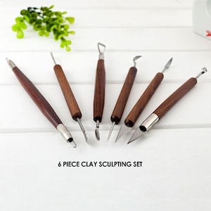 Clay Sculpting Set, Wax, Doll, Sculpture Carving Pottery Tools Shapers Polymer Pottery Modeling Kit Tools - 6Pcs