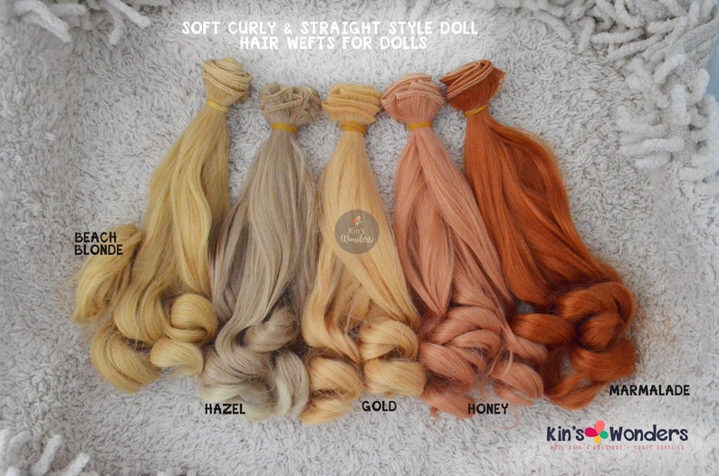 Synthetic Straight & Curly Doll hair weft for BJDs, Blythe doll hair, OOAK Soft Scalp rerooting replugging 20cm buy 2 Get 1 free image 2