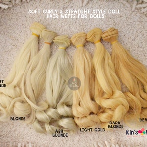 Synthetic Straight & Curly Doll hair weft for BJDs, Blythe doll hair, OOAK Soft Scalp rerooting replugging 20cm buy 2 Get 1 free image 4