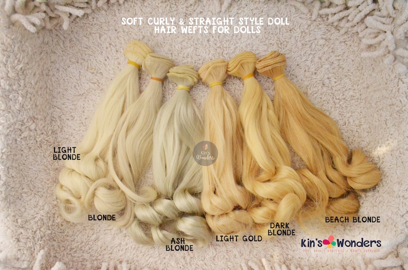 Synthetic Straight & Curly Doll hair weft for BJDs, Blythe doll hair, OOAK Soft Scalp rerooting replugging 20cm buy 2 Get 1 free image 4