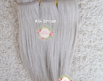 Vävd Mohair Rak Asbrunt dockhår Blythe BJD Monster High MLP EAH Get Naturligt Lockigt Hår Lockar Reroot Peruk Anpassad OOAK