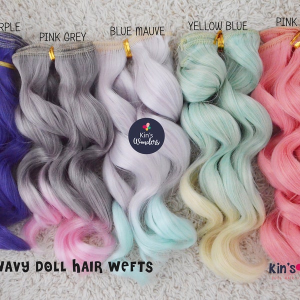 BuY 2 GET 1 Free!!! Curly Wavy Synthetic Doll Hair Weft, Wavy Doll Hair BJD Blythe OOAK Waldorf Blythe rerooting hair