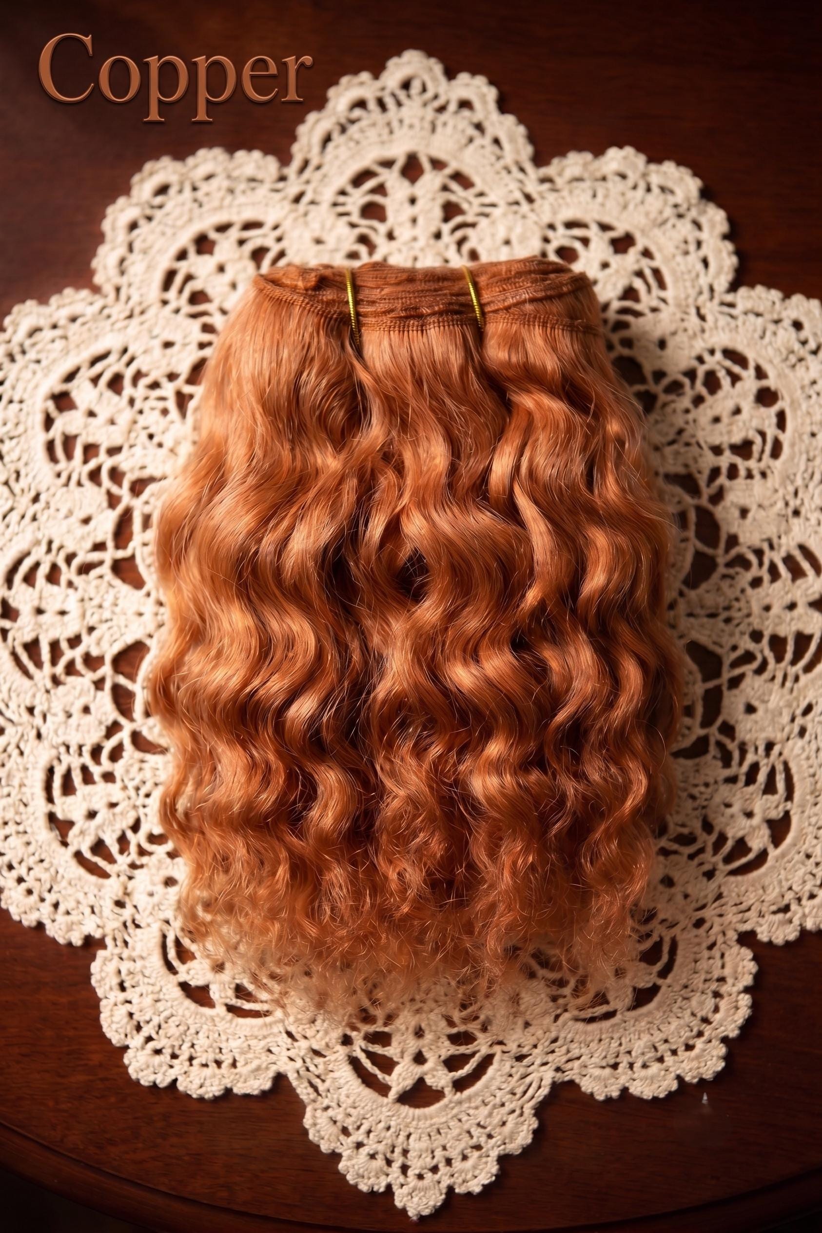 Copper Wavy Mohair Weft 1.2m Hair Extension Natural Doll Hair Weft Hair Weaving Supplies for Dolls, Crafts and Wigs Blythe, Waldorf