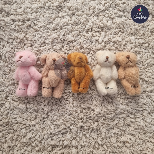 Tiny Teddy Bear, Kawaii Teddy, Mini Bear, Blythe BJD Doll Toy Plush Bear, Soft Furry Toys, 4- 6 cm, Gift, Miniature House 1:12 toy