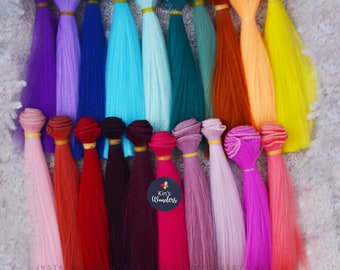 Synthetic Straight Doll Hair Weft for 1/6 1/4 BJD Neo Blythe OOAK Wig making supplies Reroot blonde pink 15 cm Pullip