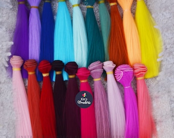 Buy 3 Get 1 Free - Synthetic Straight Doll Hair Weft for 1/6 1/4 BJD Neo Blythe OOAK Wig making supplies Reroot blonde pink 15 cm Pullip