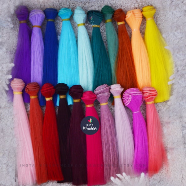 Synthetic Straight Doll Hair Weft for 1/6 1/4 BJD Neo Blythe OOAK Wig making supplies Reroot blonde pink 15 cm Pullip