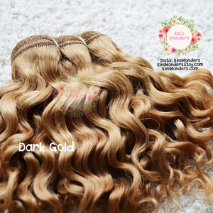 Dark Gold Wavy Mohair Weft | Doll Hair for Reborn, Waldorf, Blythe | Natural Rerooting Supplies | Crochet, Fabric, Handmade Doll Hair