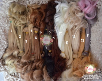 25cm Synthetic Straight & Curly Doll Hair Weft | BJD Blythe OOAK | 1/3 1/6 wig for Rerooting | Wig Making |