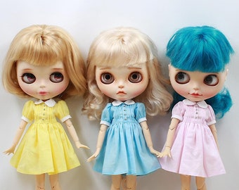 Cute Pink Cotton Dress for Pure Neemo Blythe, DAL, Pullip - 30cm Dolls - Black Outfit, Doll Dress-up Clothes - Neo Blythe Gifts Dress