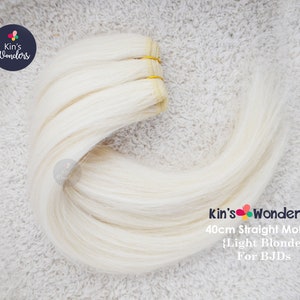 Trama di capelli organici naturali da 40 cm, trama di capelli di yak lisci, capelli biondo chiaro per BJD, bambole da 15-40 pollici, parrucca Waldorf Reroot per bambole di grandi dimensioni