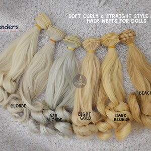 Synthetic Straight & Curly Doll hair weft for BJDs, Blythe doll hair, OOAK Soft Scalp rerooting replugging 20cm buy 2 Get 1 free image 5