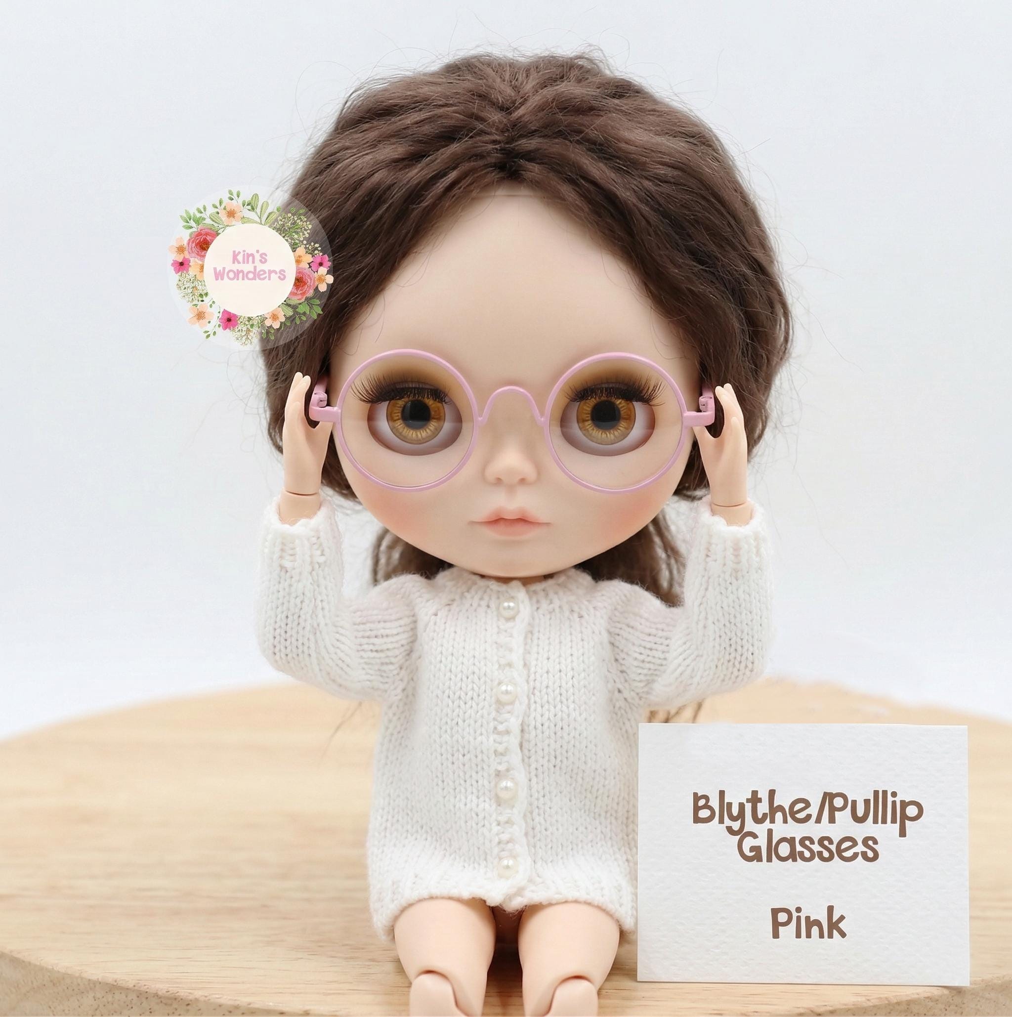 Blythe Pullip 18-inch Doll Glasses & Sunglasses Black Pink Gold