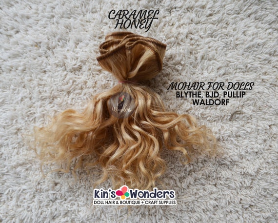 Caramel Honey Curly Mohair Wefted Doll Hair Blonde Blythe Bjd Etsy