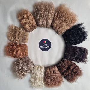 Trama de mohair ondulado / Cabello de muñeca para Reborn, Waldorf, Blythe / Suministros de reenraizamiento natural - Cabello de muñeca de 1,2 m a 4,5 m / 20 colores