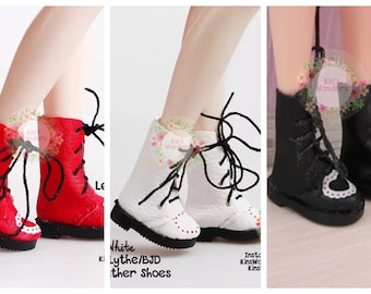 Shoes for Blythe dolls | 1/6 Doll shoes| Pullip, BJD, Azone, Pure Neemo Jerryberry - Cute Doll Clothing Boots Sneakers - 3.5 cm Lace up shoe