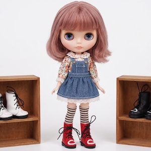 Schuhe für Blythe Puppen | 1/6 Puppenschuhe| Pullip, BJD, Azone, Pure Neemo Jerryberry - Süße Puppen Kleidung Stiefel Turnschuhe - 3,5 cm Schnürschuh