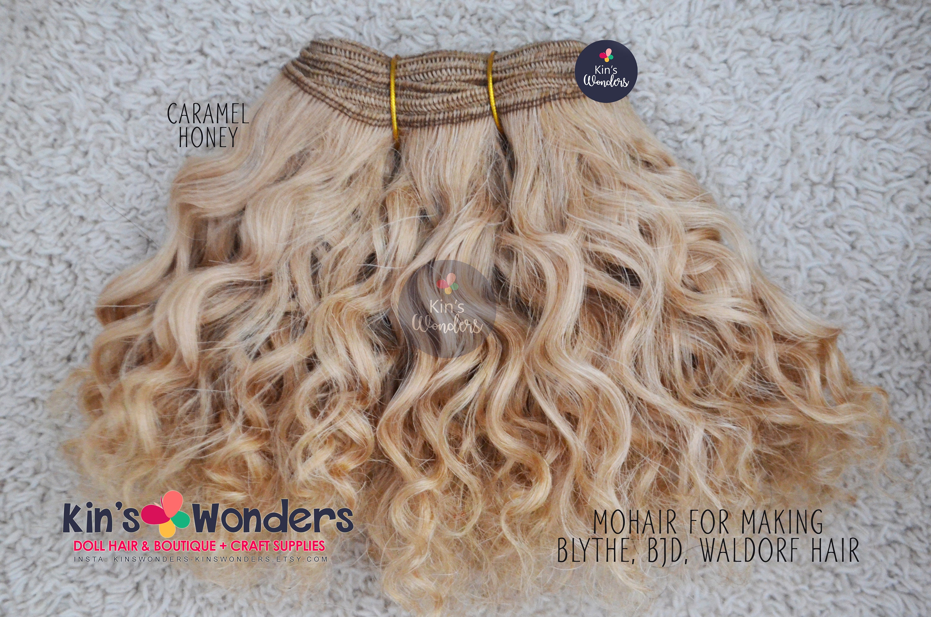 Curly hair for making dolls wigs Mohair WEFT for Dolls re-rooting Blythe BJD 