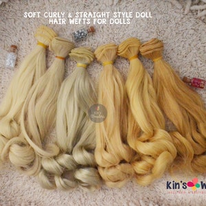Synthetic Straight & Curly Doll hair weft for BJDs, Blythe doll hair, OOAK Soft Scalp rerooting replugging 20cm buy 2 Get 1 free image 1