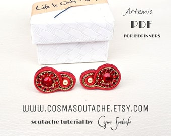 Soutache oorbellen tutorial, Soutache stap voor stap, PDF-instructies voor soutache, beginners soutache tutorial, kleine oorbellen PDF