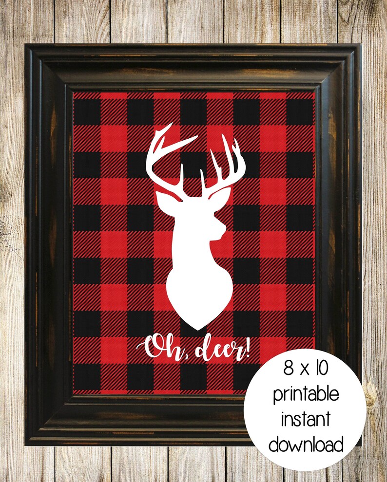 Lumberjack Deer Printable Art Deer Head Picture Rustic Etsy
