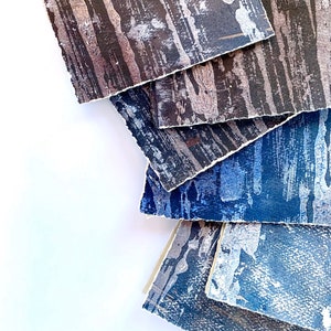 Tarjetas de pintura -Torn Edges Mixed Media Original Painting Recycled Edges Saludos Nota Cards-HandmadeTemporary Artwork-READY TO SHIP