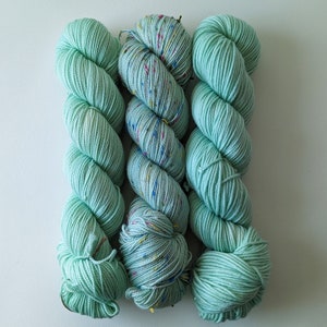 Minty: Indie Dyed Pastel Mint Green Blue Yarn, Variegated Yarn, Fun Beautiful Mint Yarn, Sock Weight, DK, Worsted, Superwash Merino