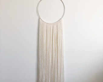 Colgante de pared de aro blanco natural