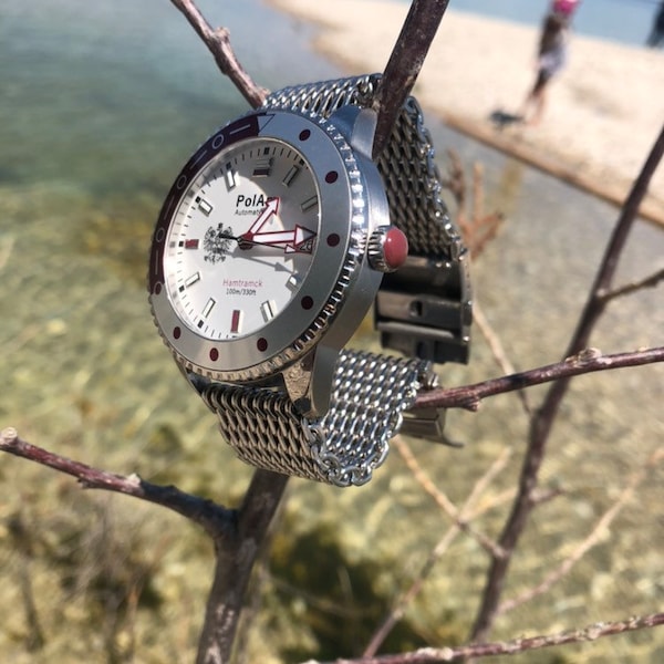 Polish Shark-Mesh Dive Watch - With Eagle Logo