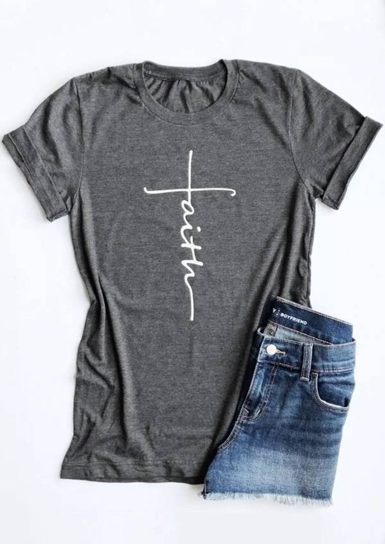 Faith Cross tshirt Christian shirts for women Plus size | Etsy
