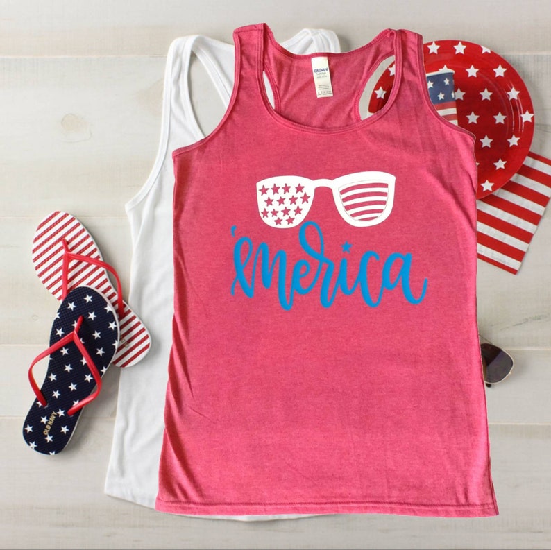 Women/'s Tank Top 4th of July Tank MERICA Fourth of July 4th of July Shirt
