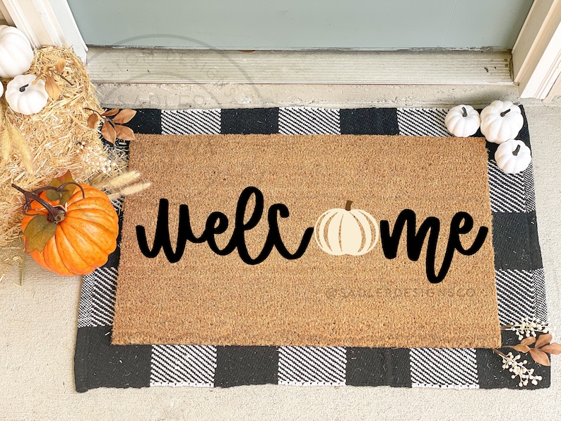 Pumpkin Welcome Mat Pumpkin Doormat Fall Doormat Fall Decor image 1