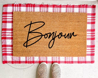 Bonjour Doormat | French Welcome Mat | Hello Doormat | Cute Doormat