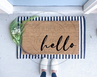 Hello Door Mat Front Porch Patio Decor